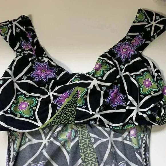 Maggy London summer dress, purple and  green, jersey knit, lightweight - Picture 9 of 9